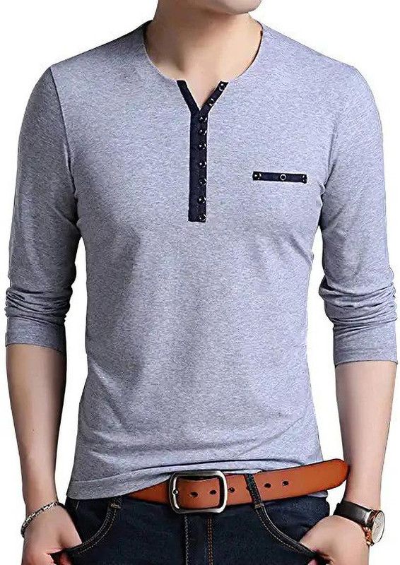 Solid Men Grey T-Shirt