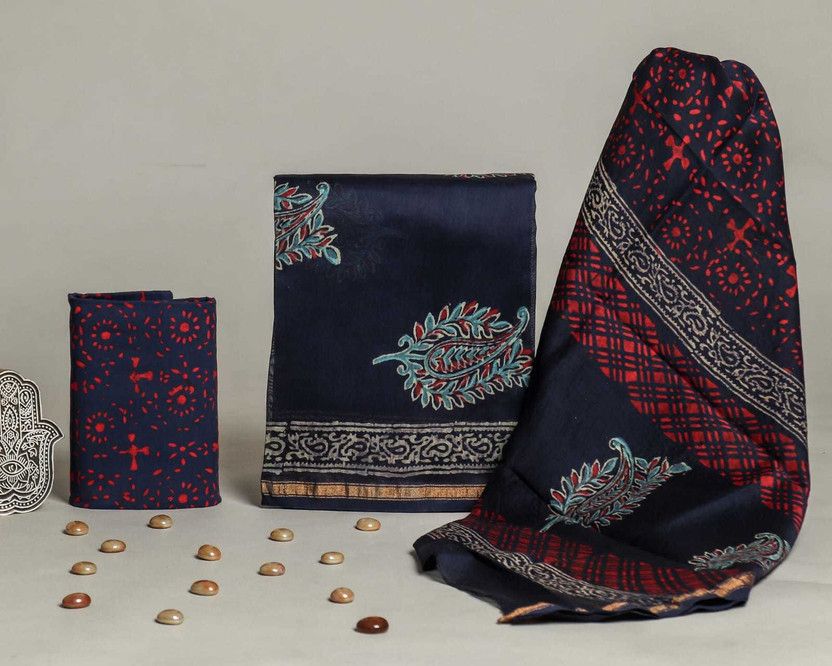 Semi Stitched Chanderi Multi-purpose Fabric Embellished