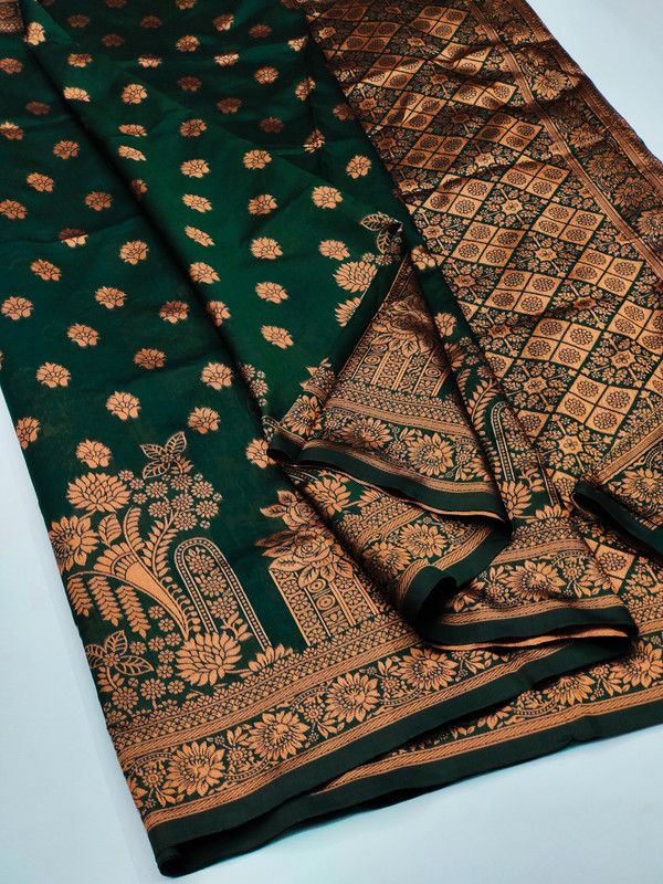 Printed Mysore Art Silk Saree  (Red, Brown)