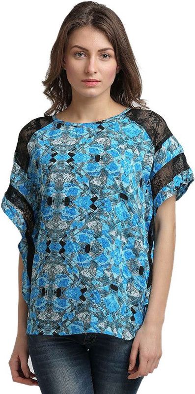 Casual Kaftan Sleeve Printed Women Multicolor Top