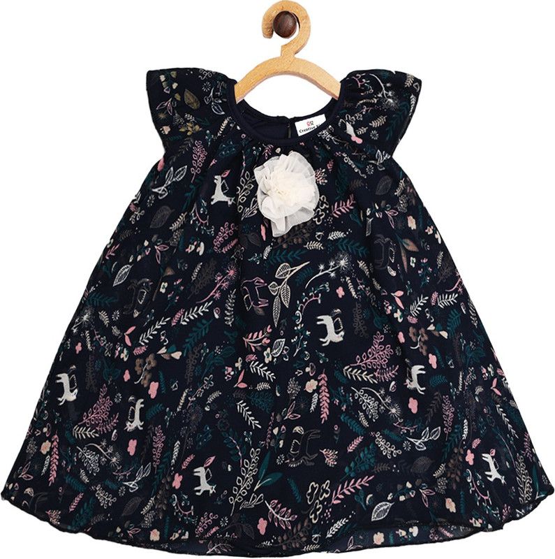 Baby Girls Midi/Knee Length Casual Dress  (Dark Blue, Cap Sleeve)