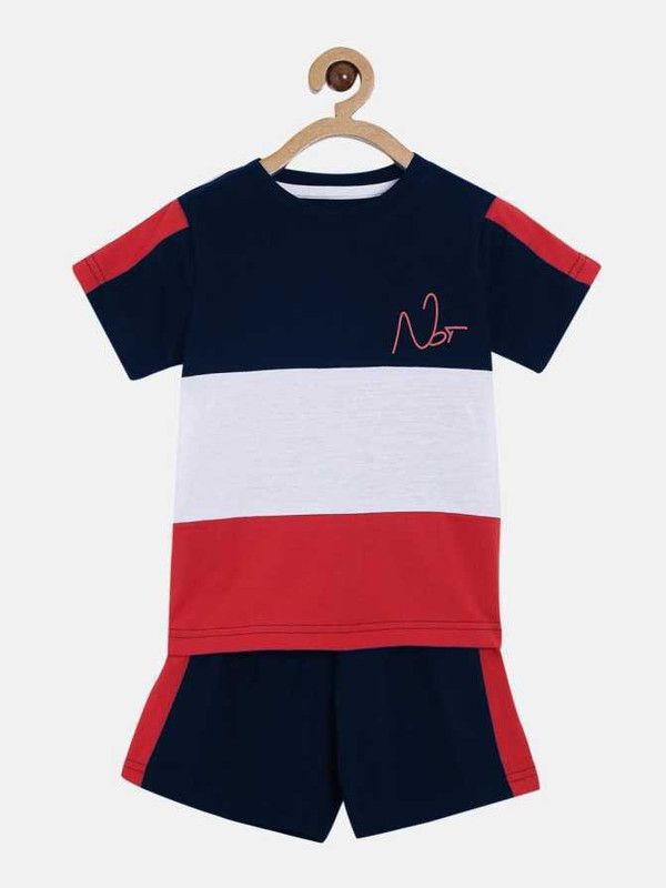 NOT Girls Casual T-shirt Shorts  (Dark Blue)