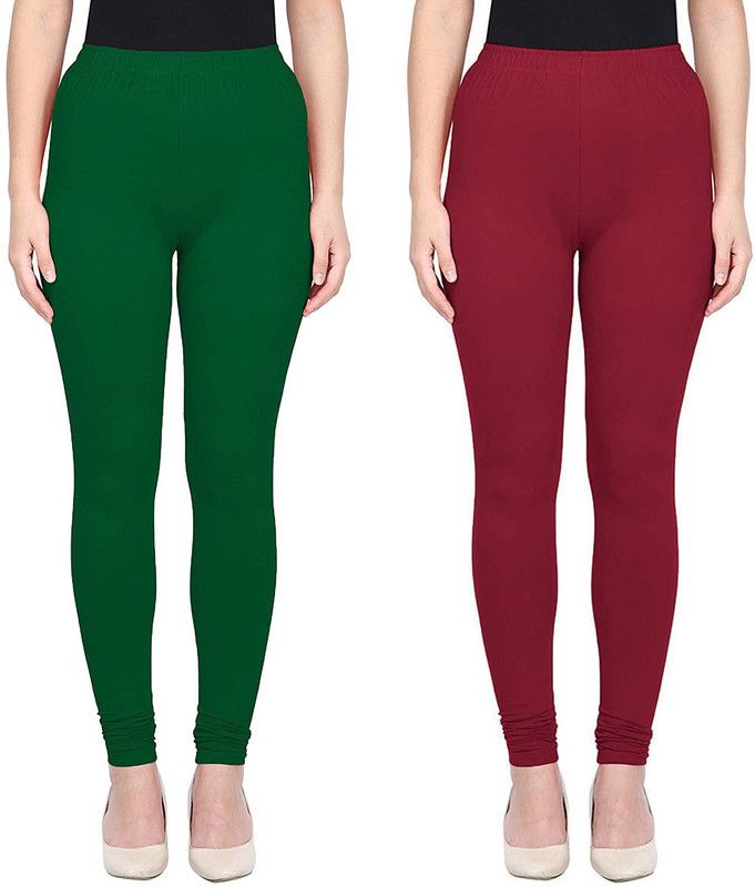 Phase of Trend Churidar Western Wear Legging  (Green, Maroon, Solid)