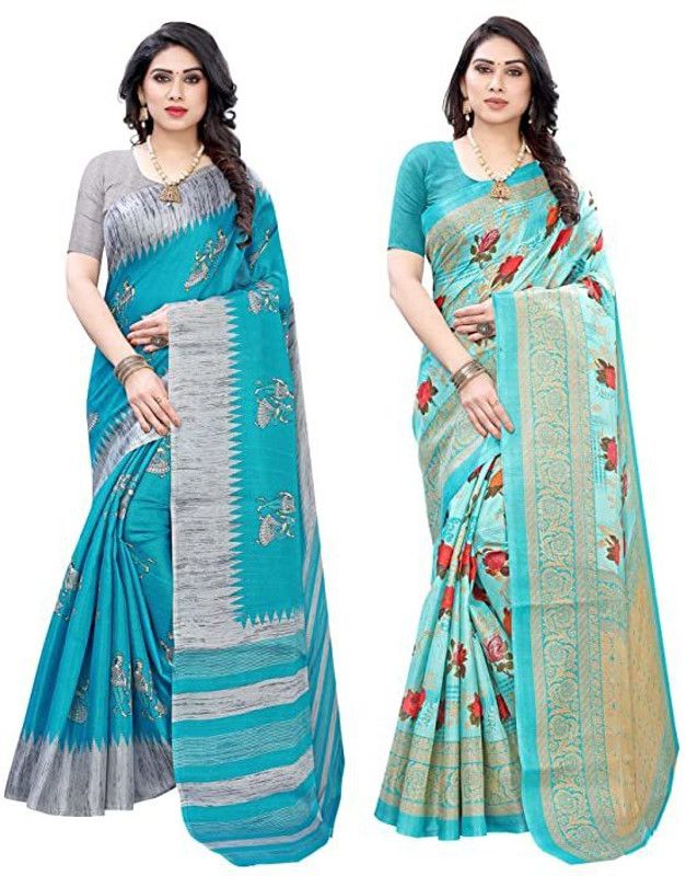 Bollywood Art Silk Saree  (Pack of 2, Multicolor)