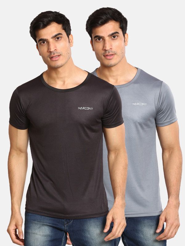 Pack of 2 HARCONY SPORTS TEE PACK OF 2 Men Sporty Round Neck Polyester Multicolor T-Shirt