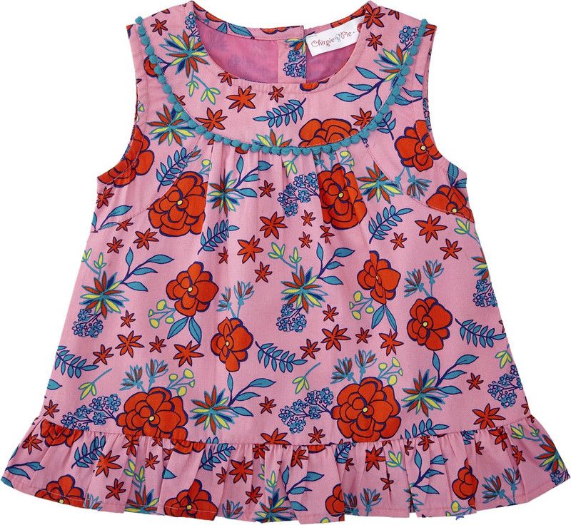 Baby Girls Casual Cotton Blend Blouson Top  (Pink, Pack of 1)