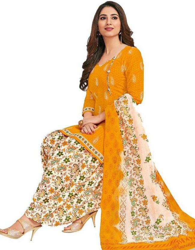 Unstitched Crepe Salwar Suit Material Floral Print, Printed, Self Design, Chevron/Zig Zag