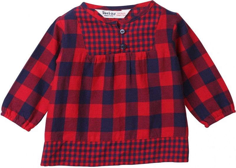 Baby Girls Casual Cotton Blend Full Sleeve Top  (Red, Pack of 1)