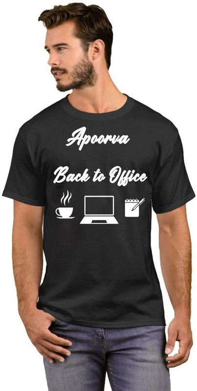 Apoorva Back to Office Men Printed Round Neck Cotton Blend White, Black T-Shirt