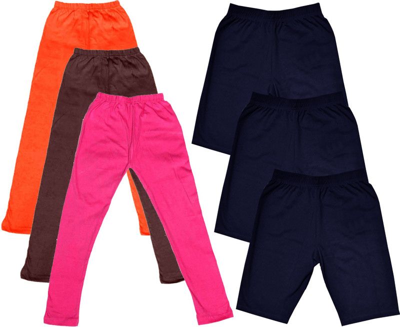 Short For Girls Casual Solid Cotton Blend  (Multicolor, Pack of 6)