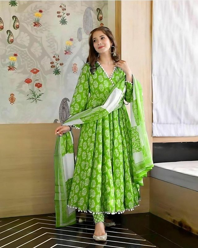 kcb Deepika Printed Anarkali Kurta, Bottom & Dupatta Set