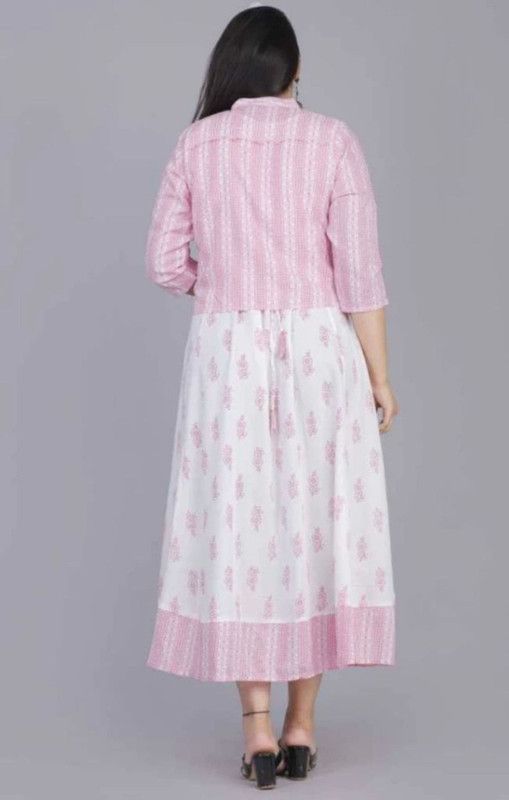 Women Kurta  (Pink, White)