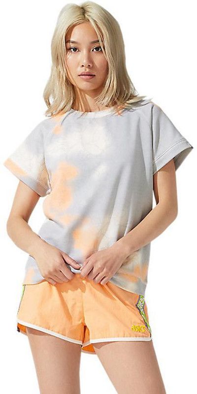 FT Tie Dye Aop SS Grey Tshirt Women Sporty Round Neck Cotton Blend Grey T-Shirt