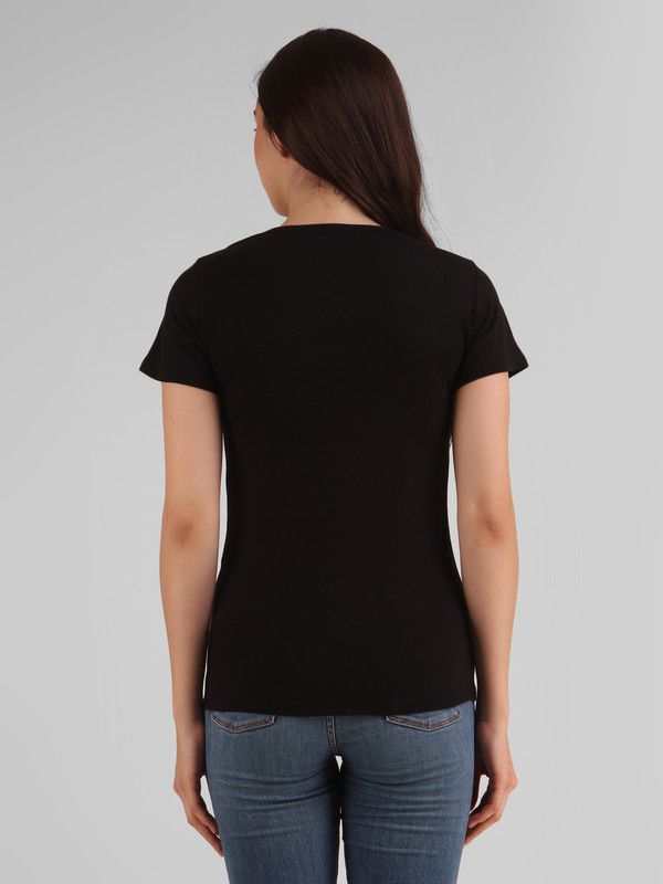 Women Animal Print Round Neck Cotton Blend Maroon T-Shirt