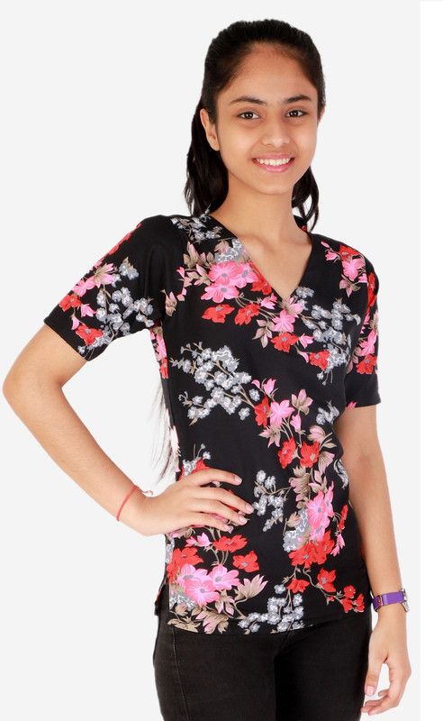 Girls Crepe Top  (Multicolor, Pack of 1)