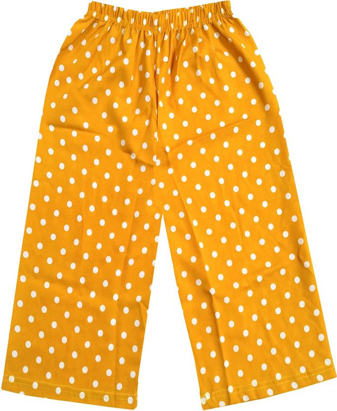 Capri For Girls Casual Polka Print Crepe  (Yellow Pack of 1)