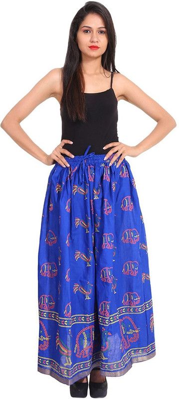 Women Animal Print A-line Blue Skirt