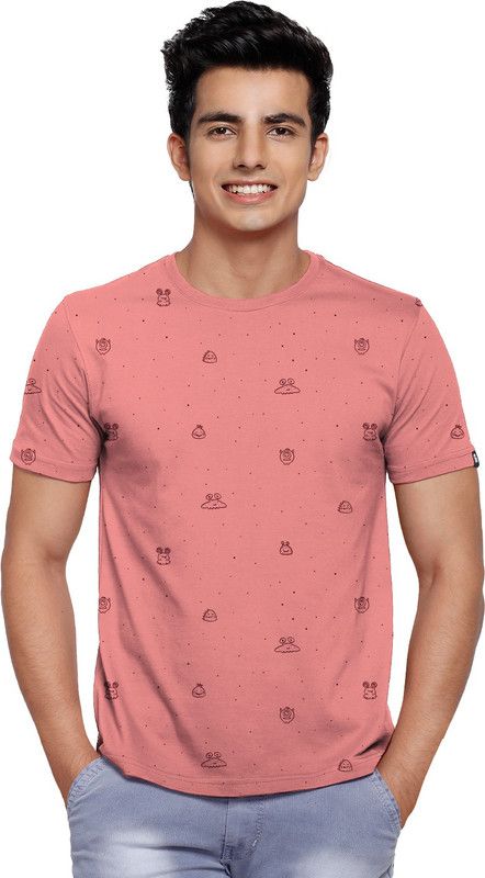 TSS Originals Men Printed Round Neck Cotton Blend Pink T-Shirt