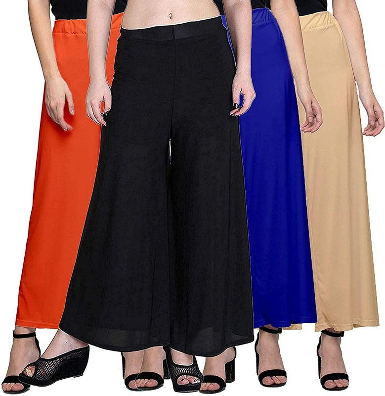 Women Regular Fit Orange, Black, Blue, Beige Polycotton Trousers