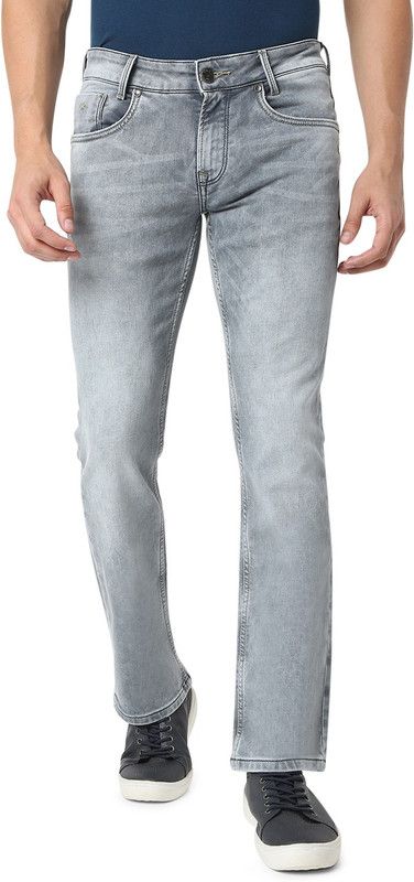 Men Boot-Leg Mid Rise Grey Jeans