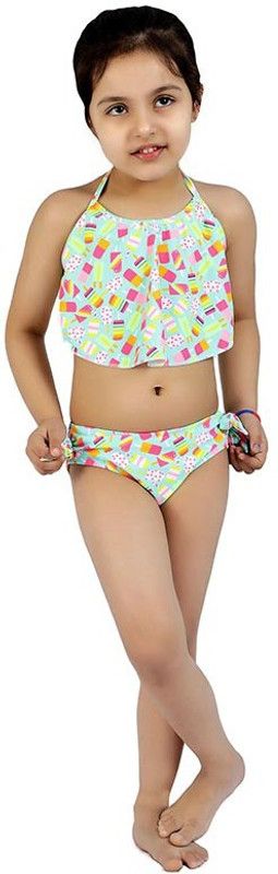 Girl Swimwear Green Popsicles Bikini, Mint Green, Extra Small Graphic Print Baby Girls Tankini Green Swimsuit