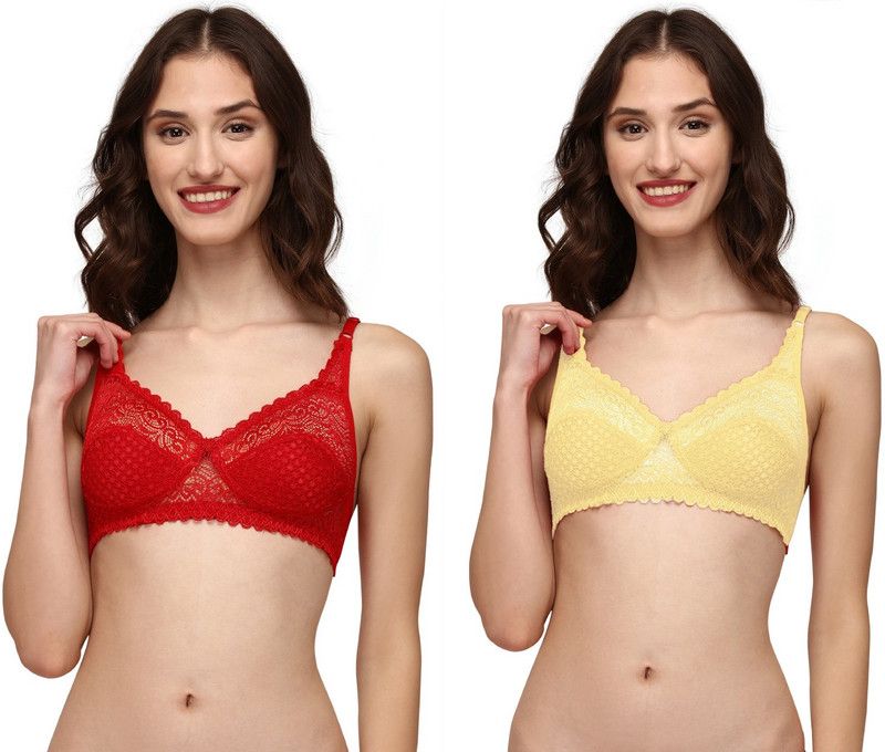 Pack of 2 Women Everyday Non Padded Bra  (Red, Yellow)