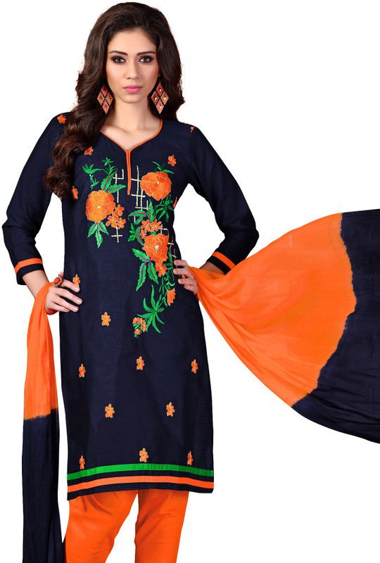 Unstitched Nylon Salwar Suit Material Embroidered