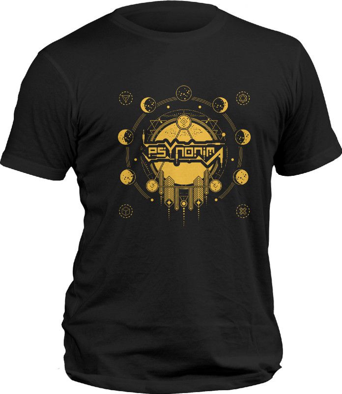T-shirt Black Unisex Regular Fit Psynonima Men Graphic Print Round Neck Cotton Blend Black T-Shirt