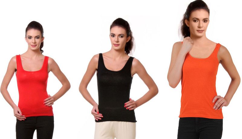 Women Red, Black, Orange Tank Top/Vest