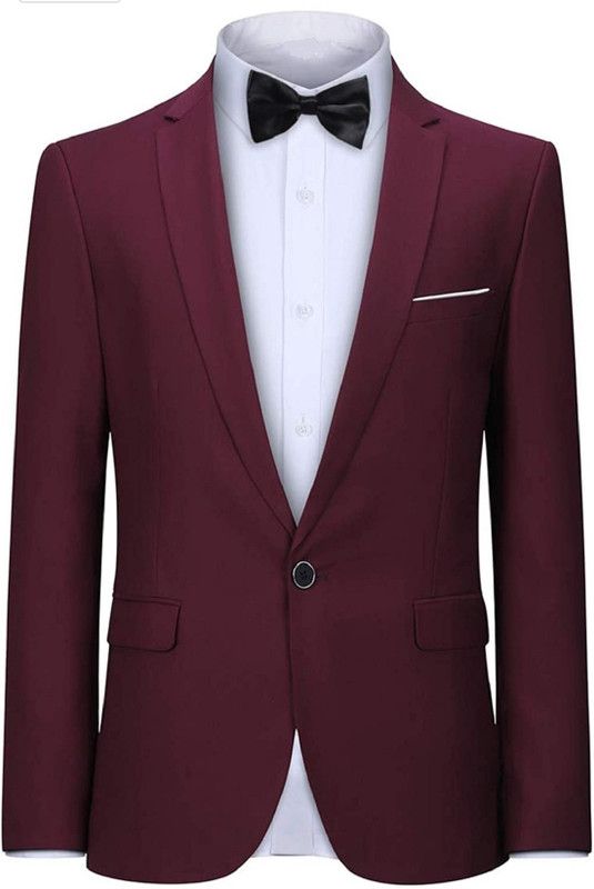 Men Solid Single Breasted Formal, Festive, Festive & Wedding, Formal Blazer  (Maroon)