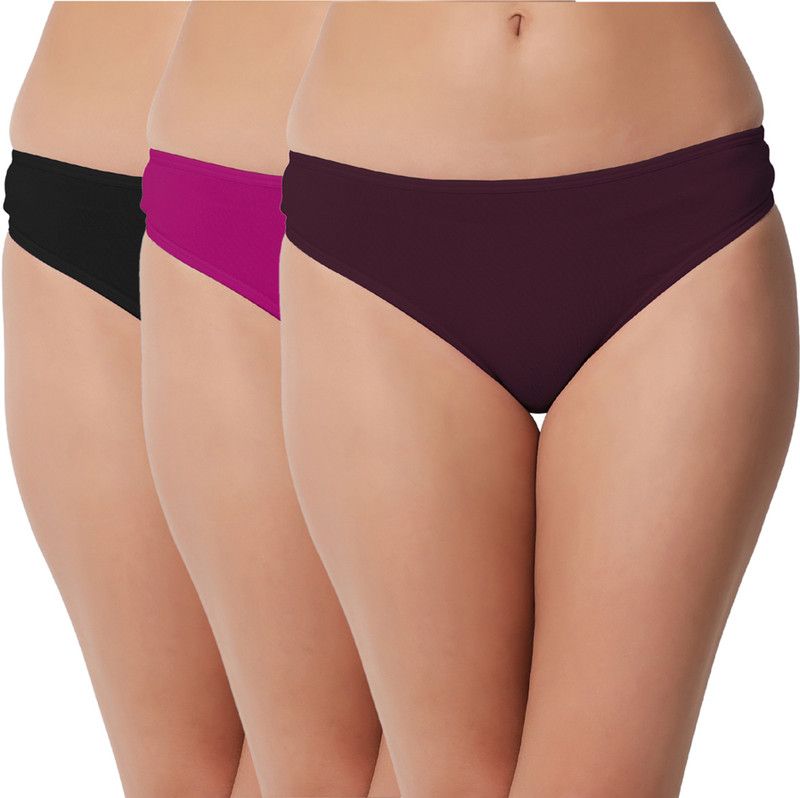 Pack of 3 Women Hipster Black, Purple, Brown Panty