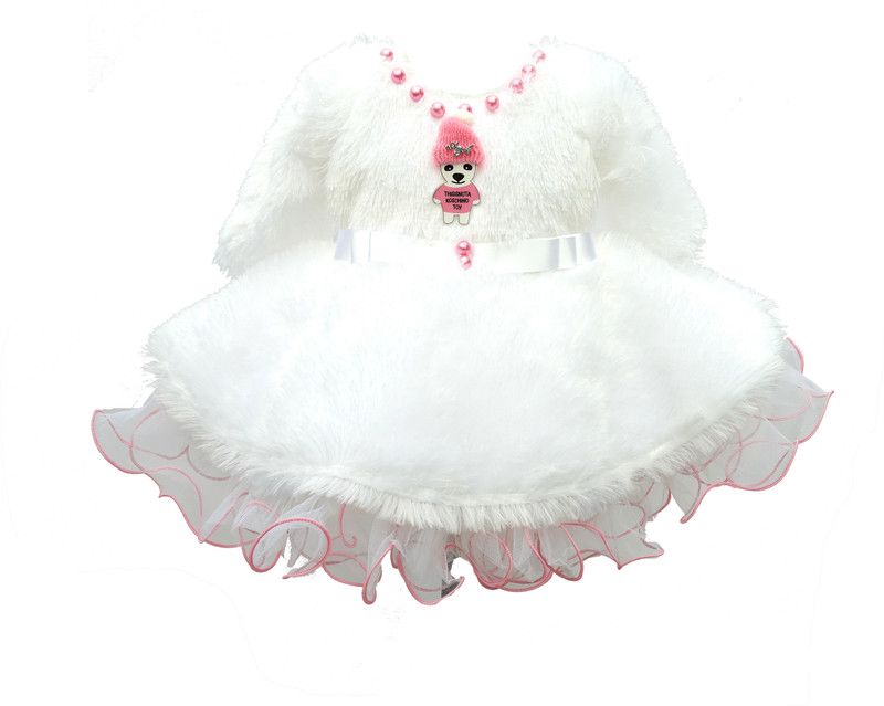 Girls Midi/Knee Length Party Dress  (White, Full Sleeve)