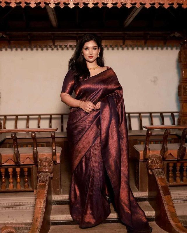 Woven Bollywood Pure Silk Saree  (Maroon)