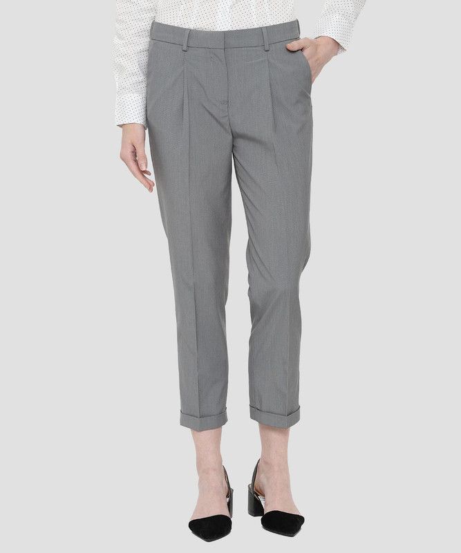 Women Regular Fit Light Blue Viscose Rayon Trousers