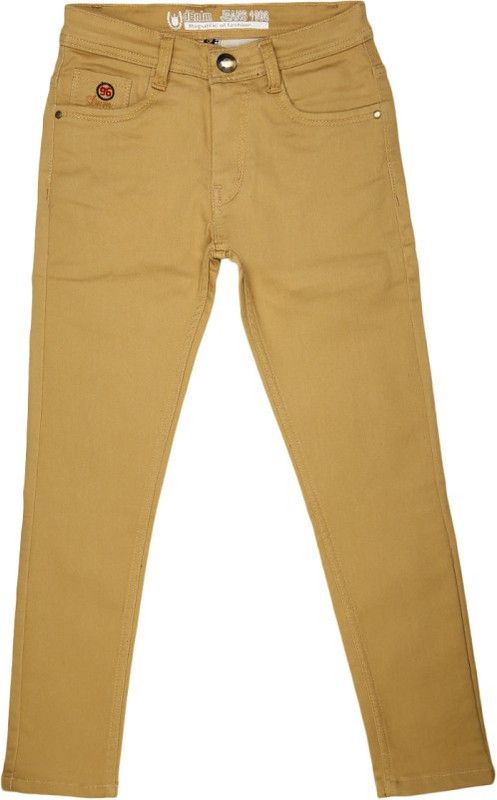 Boys Regular Fit Beige Pure Cotton Trousers