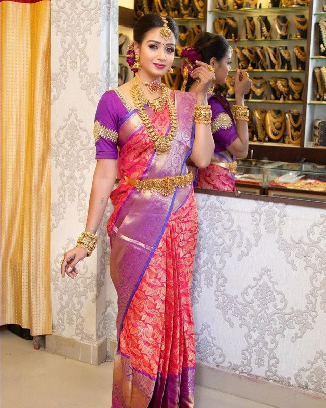 Self Design Bollywood Jacquard Saree  (Purple)