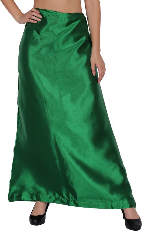PT14-MehndiGreen Satin Blend Petticoat  (Free)