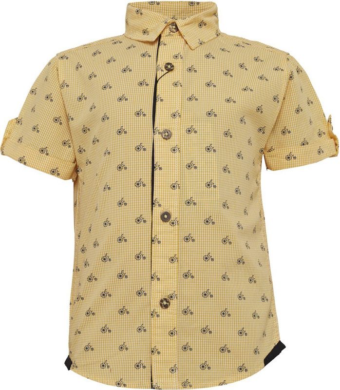 Boys Regular Fit Floral Print Spread Collar Party Shirt
