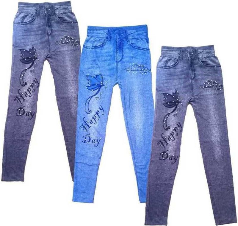 Jegging For Girls  (Multicolor, Pack of 3)