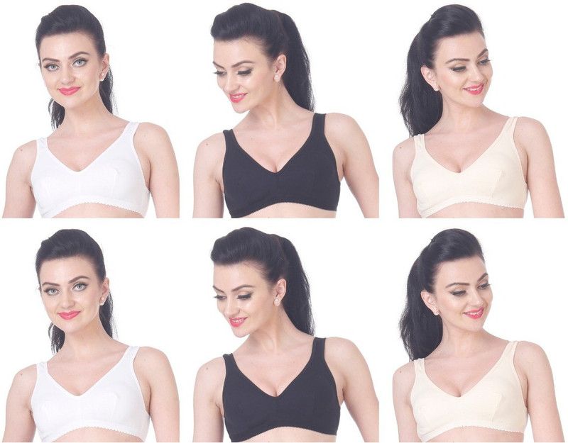Pack of 6 Women Cami Bra Lightly Padded Bra  (White, Black, Beige)