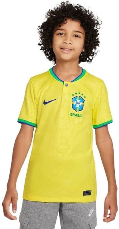 Men Sporty Henley Neck Polyester Yellow T-Shirt