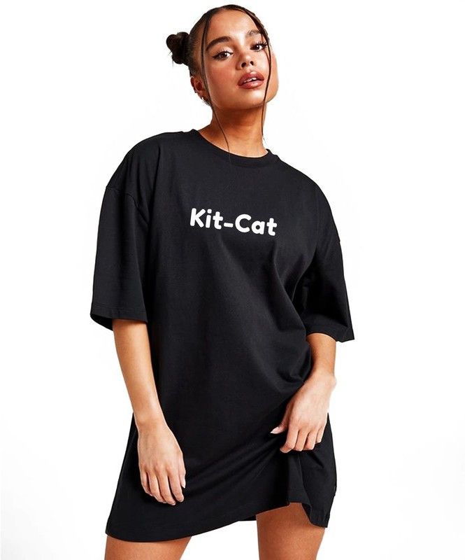 oversize drop shoulder loose fit baggy style tshirt for women Women Printed Round Neck Cotton Blend Black T-Shirt