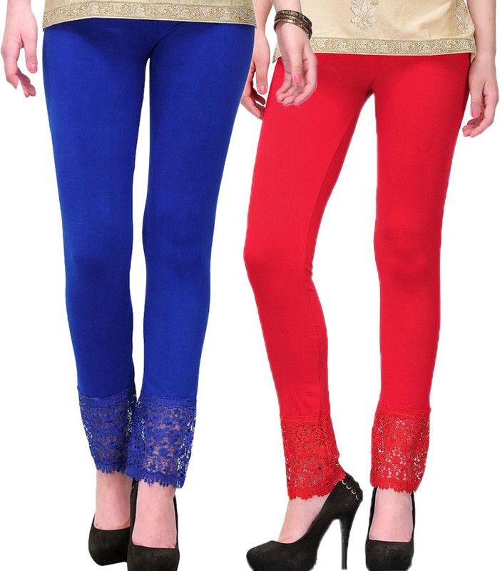 Ankle Length Western Wear Legging  (Blue, Red, Solid)