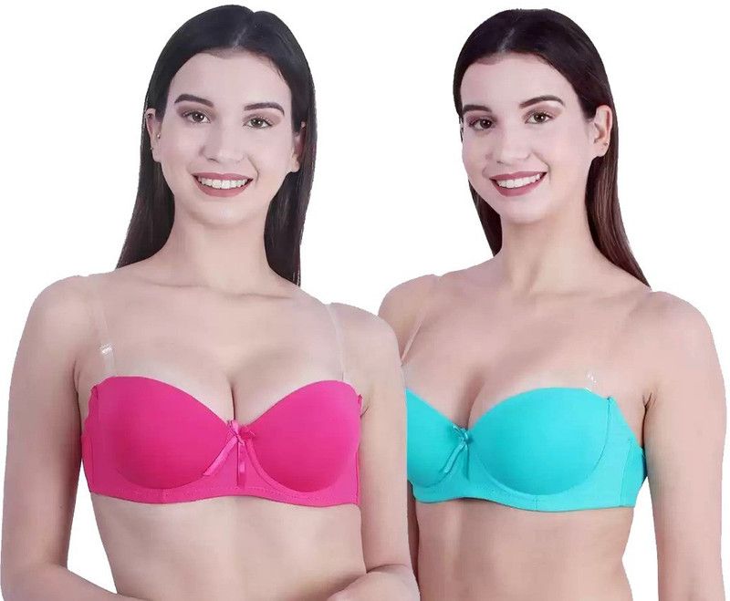 Pack of 2 Women Everyday Lightly Padded Bra  (Pink, Light Green)