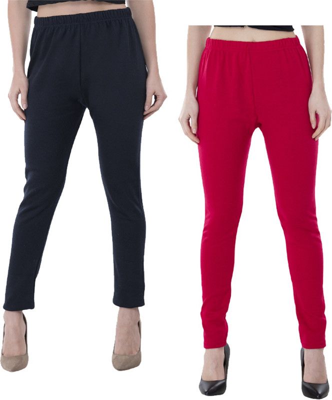 KAVYA Ankle Length Ethnic Wear Legging  (Red, Black, Solid)