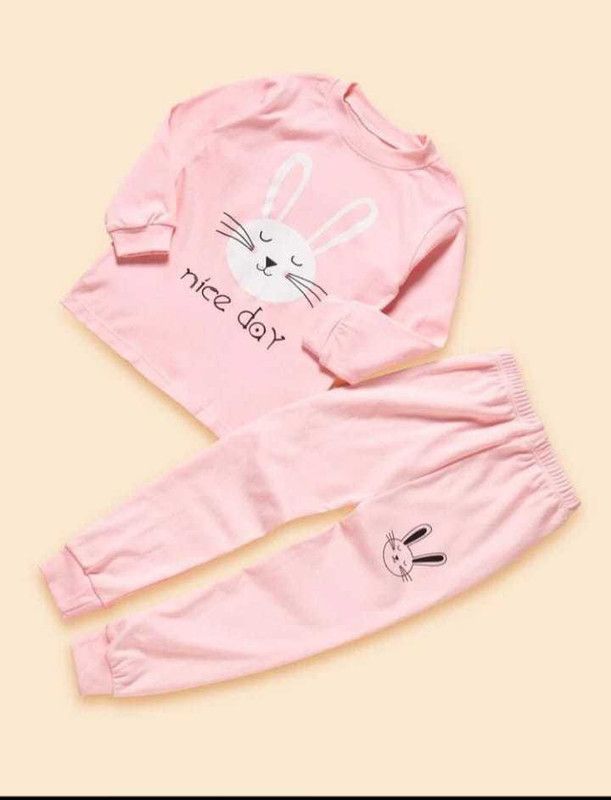 Baby Boys & Baby Girls Printed Pink Night Suit Set