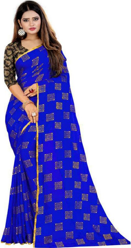 Self Design Fashion Chiffon Saree  (Blue)