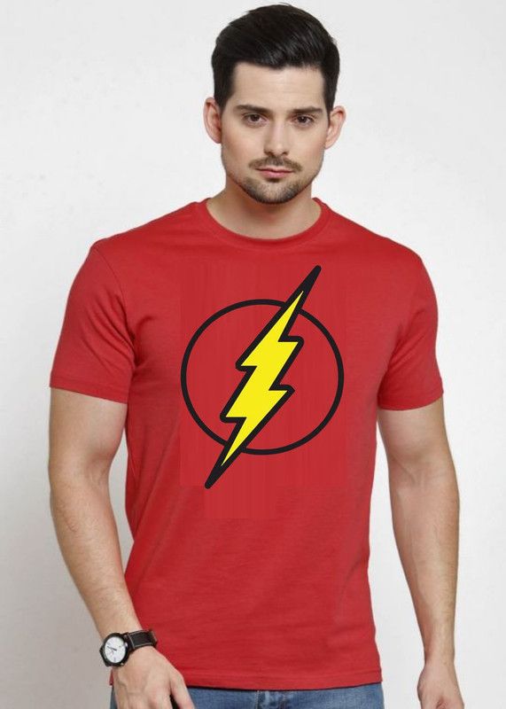 Electricity Regular Fit Half Sleeve Printed UNISEX 100% COTTON Men Printed Round Neck Cotton Blend Red T-Shirt