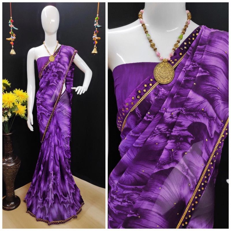 Daily Wear Georgette Saree  (Purple)