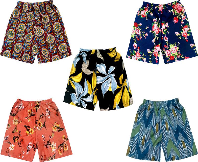 Short For Girls Casual Floral Print Crepe  (Multicolor, Pack of 5)